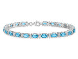 10.50 Carat (ctw) Swiss Blue Topaz and White Topaz Tennis Bracelet in Sterling Silver (7.50 Inches)